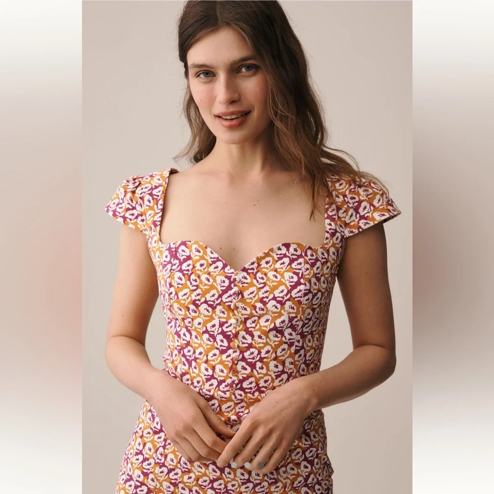 Anthropologie Maeve Cecily Fit & Flare Midi Dress NWT Size Large - Picture 3 of 12